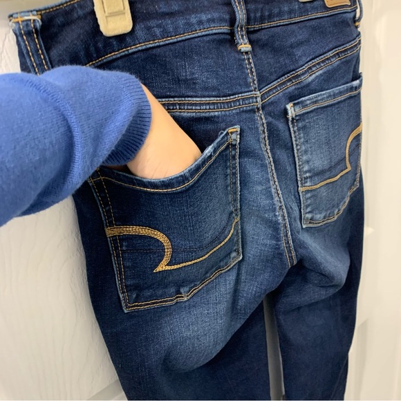 AMERICAN EAGLE High Rise Super Stretchy Skinny Jeans Jeggings Dark Wash - Picture 9 of 11